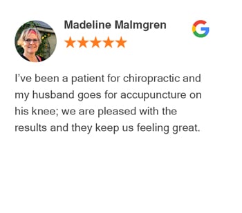 Madeline Malmgren google review for Tacoma Chiropractic Health Connection