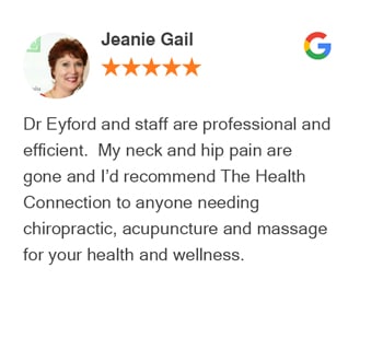 Jeanie Gail google review for Tacoma Chiropractic Health Connection